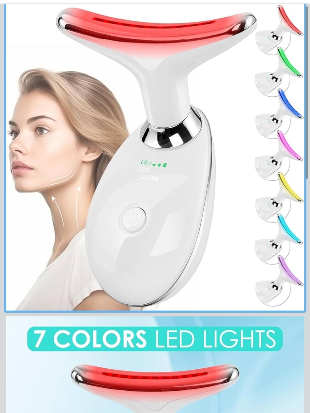 7-Color LED Facial Light Therapy Device - White